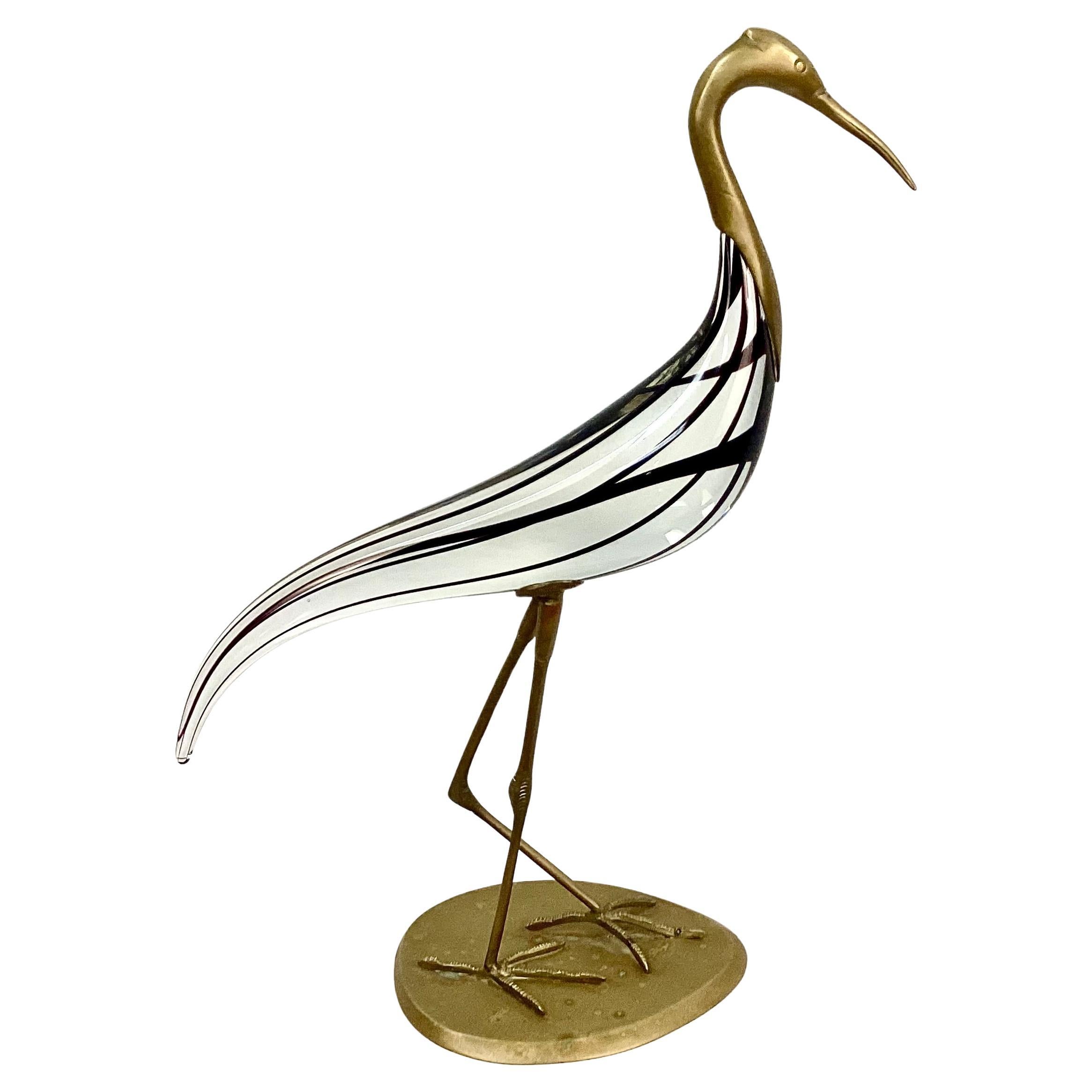 Escultura italiana de cristal de Murano de una garza Moderno en venta