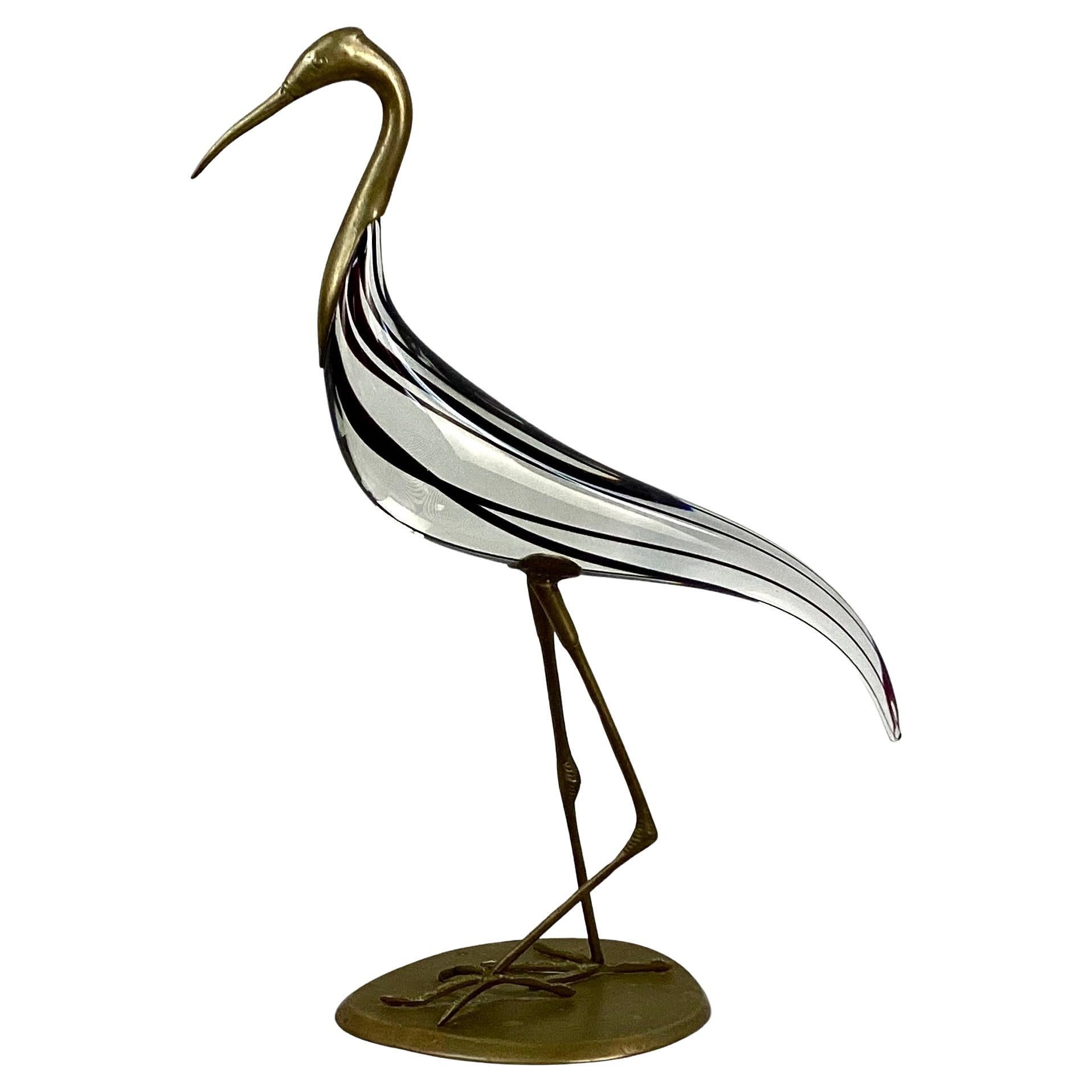 Italian Murano Glass Sculpture Of A Heron  In Good Condition For Sale In Bradenton, FL