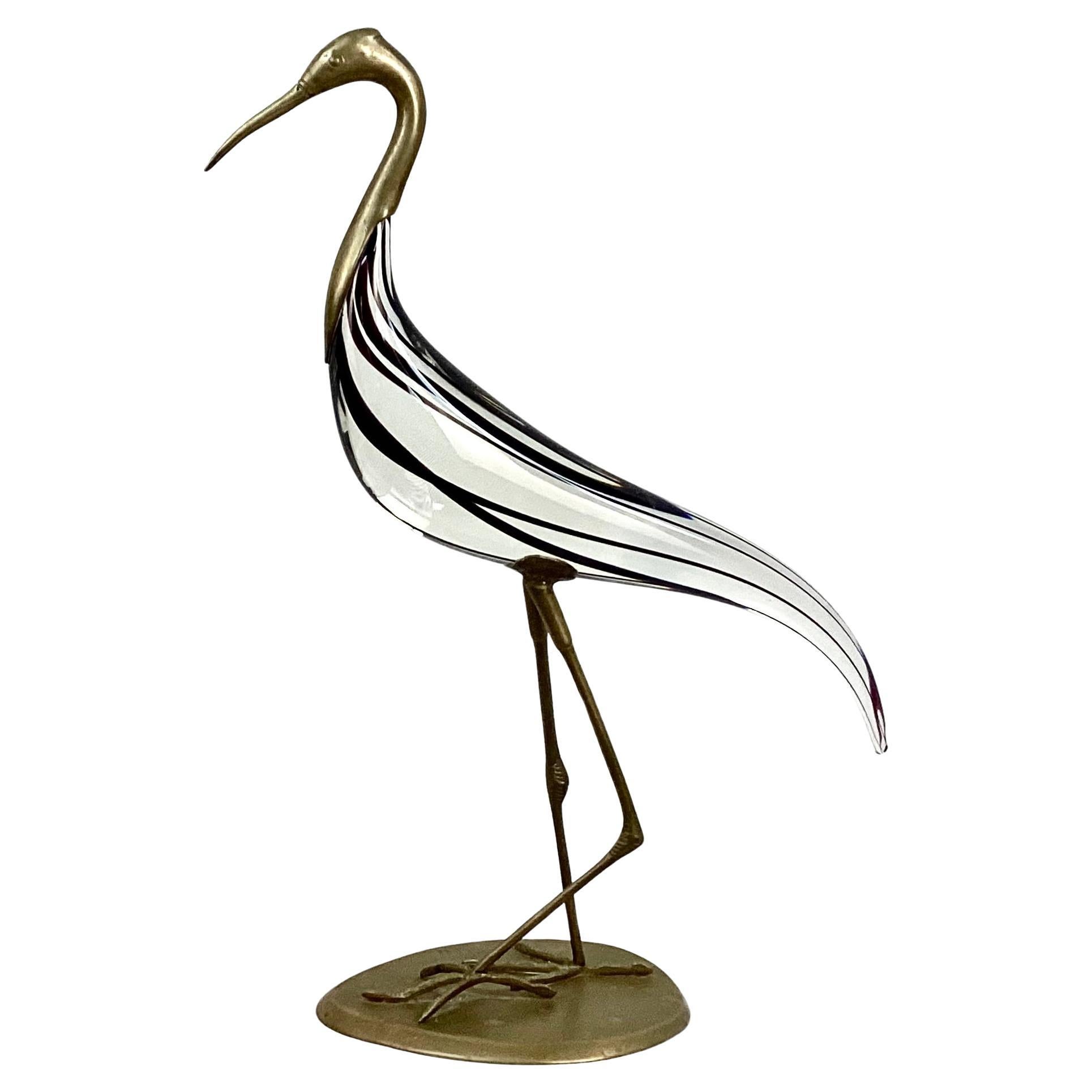 Italian Murano Glass Sculpture Of A Heron  For Sale 3