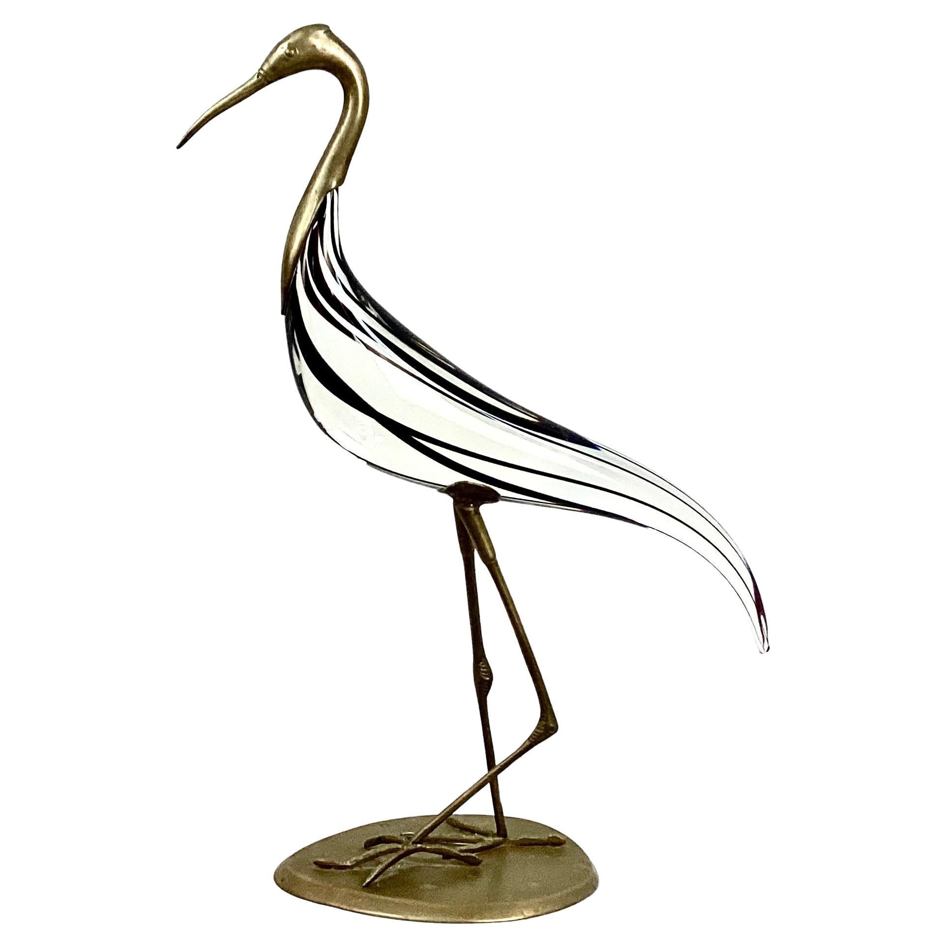 Italian Murano Glass Sculpture Of A Heron  For Sale