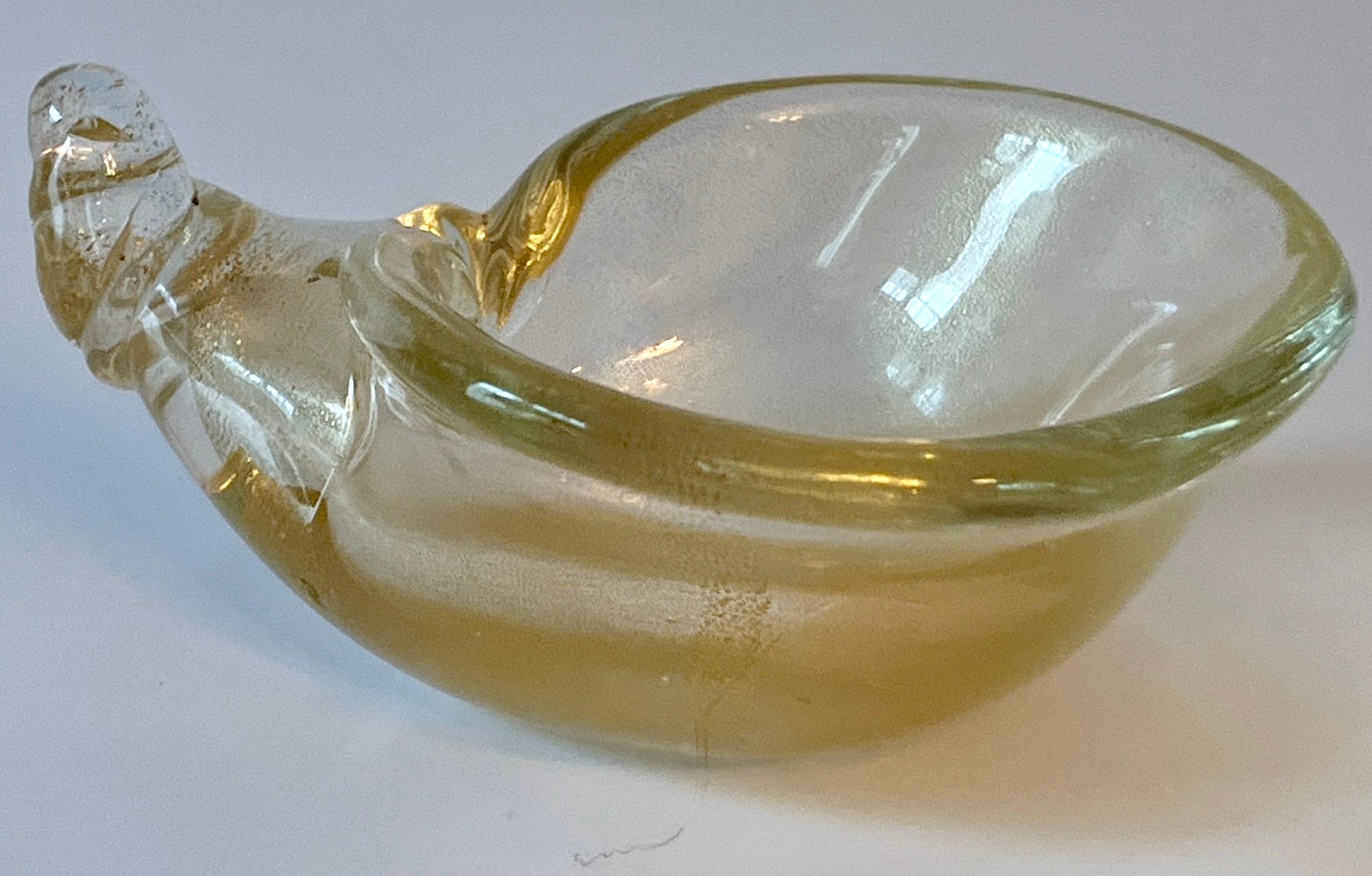 Concha italiana de cristal de Murano con escamas de oro auténtico Cristal de Murano en venta