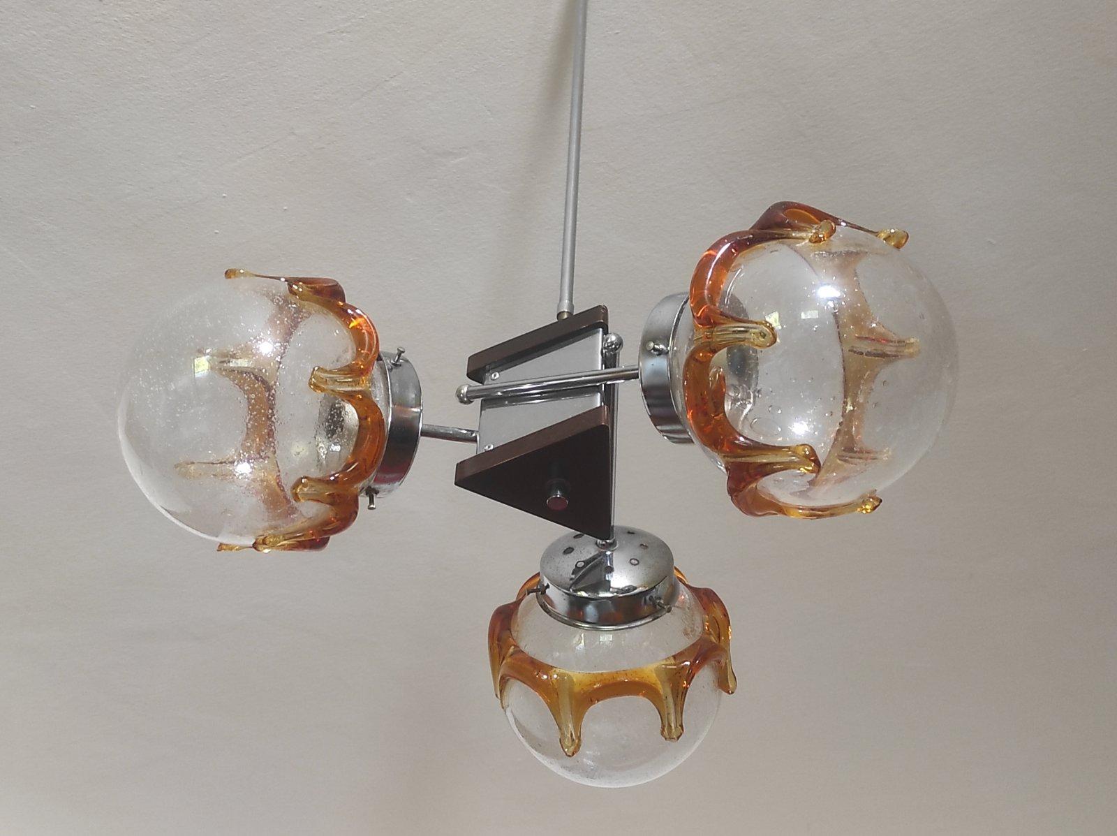 Lustre en verre de Murano de l'ère spatiale Italie 1960s