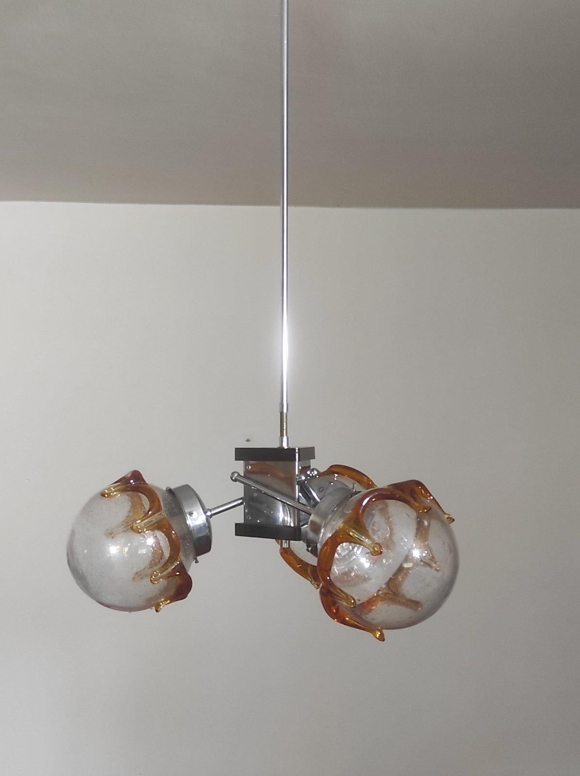Italian Murano Glass Space Age Chandelier 1960s In Good Condition For Sale In Čelinac, BA