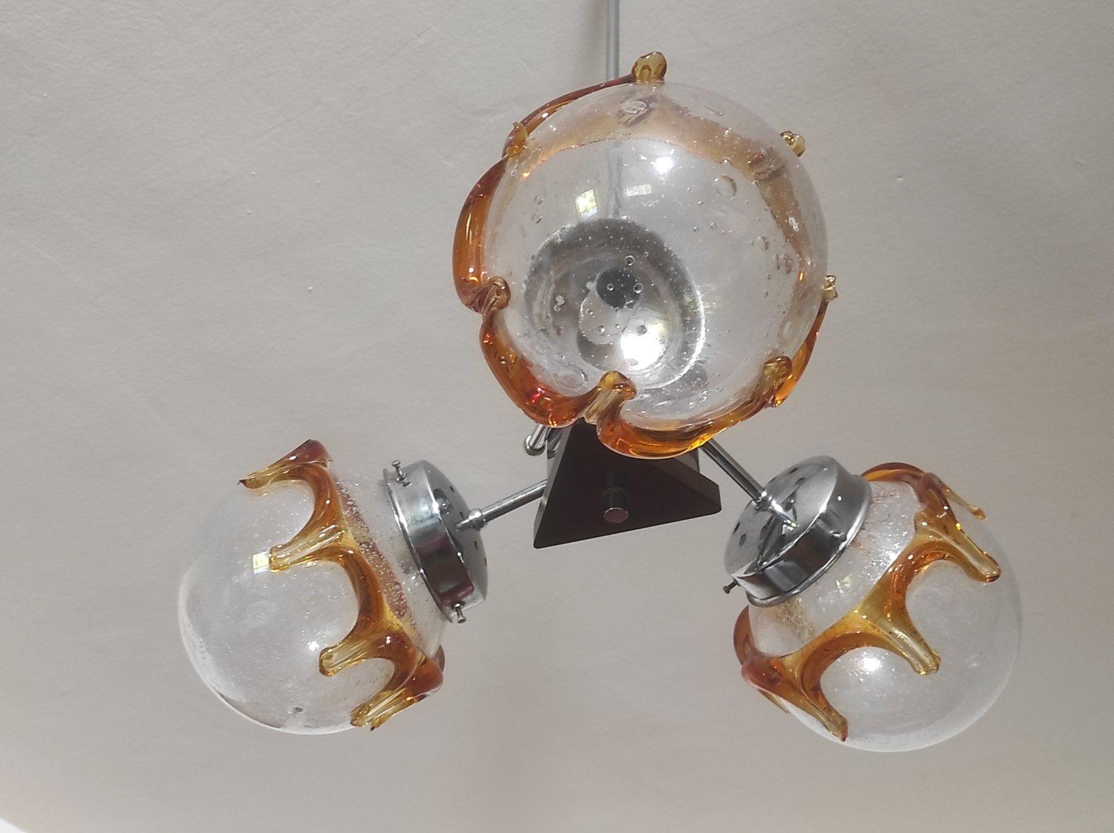 Italian Murano Glass Space Age Chandelier 1960s For Sale 1