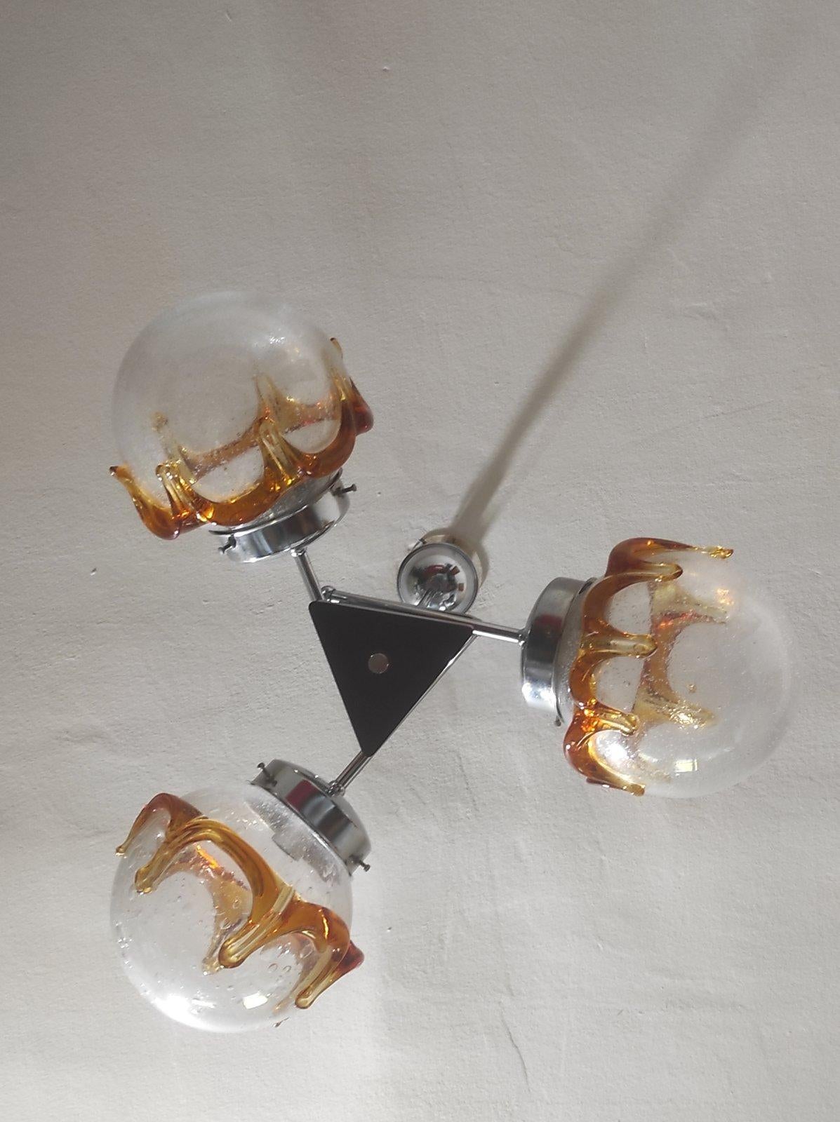 Italian Murano Glass Space Age Chandelier 1960s For Sale 2