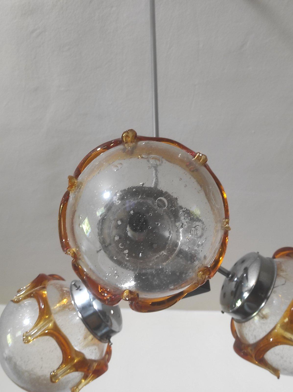 Italian Murano Glass Space Age Chandelier 1960s For Sale 3