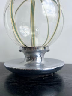 Italian Murano Glass Spherical Table Lamp In Chrome by Tony Zuccheri