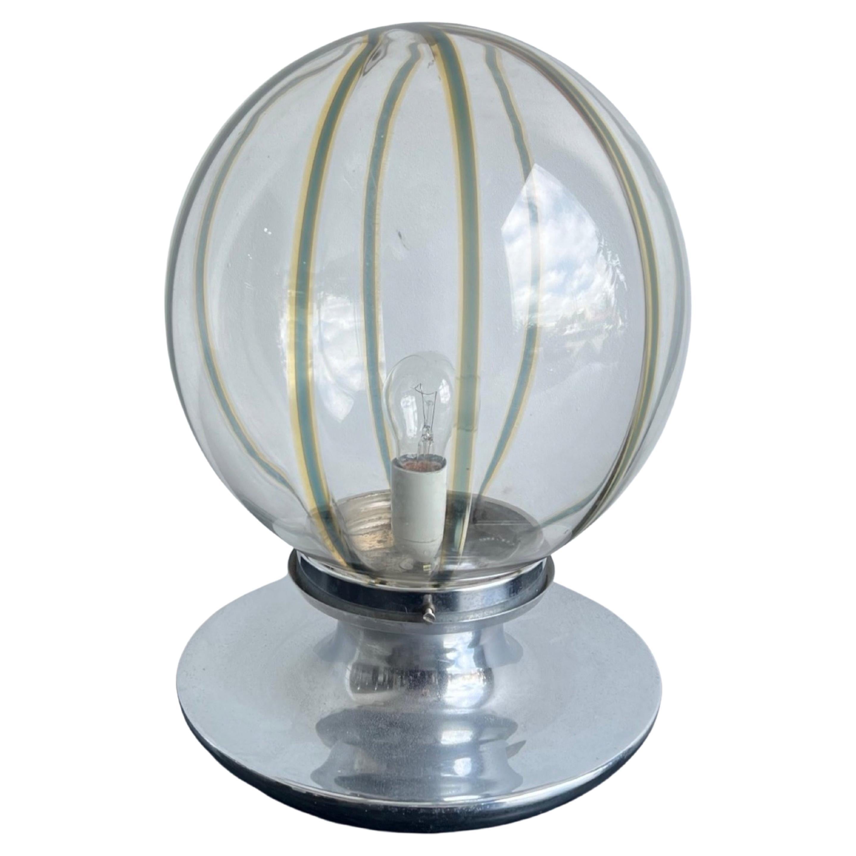 Sphärische Tischlampe aus italienischem Murano-Glas in Chrom von Tony Zuccheri