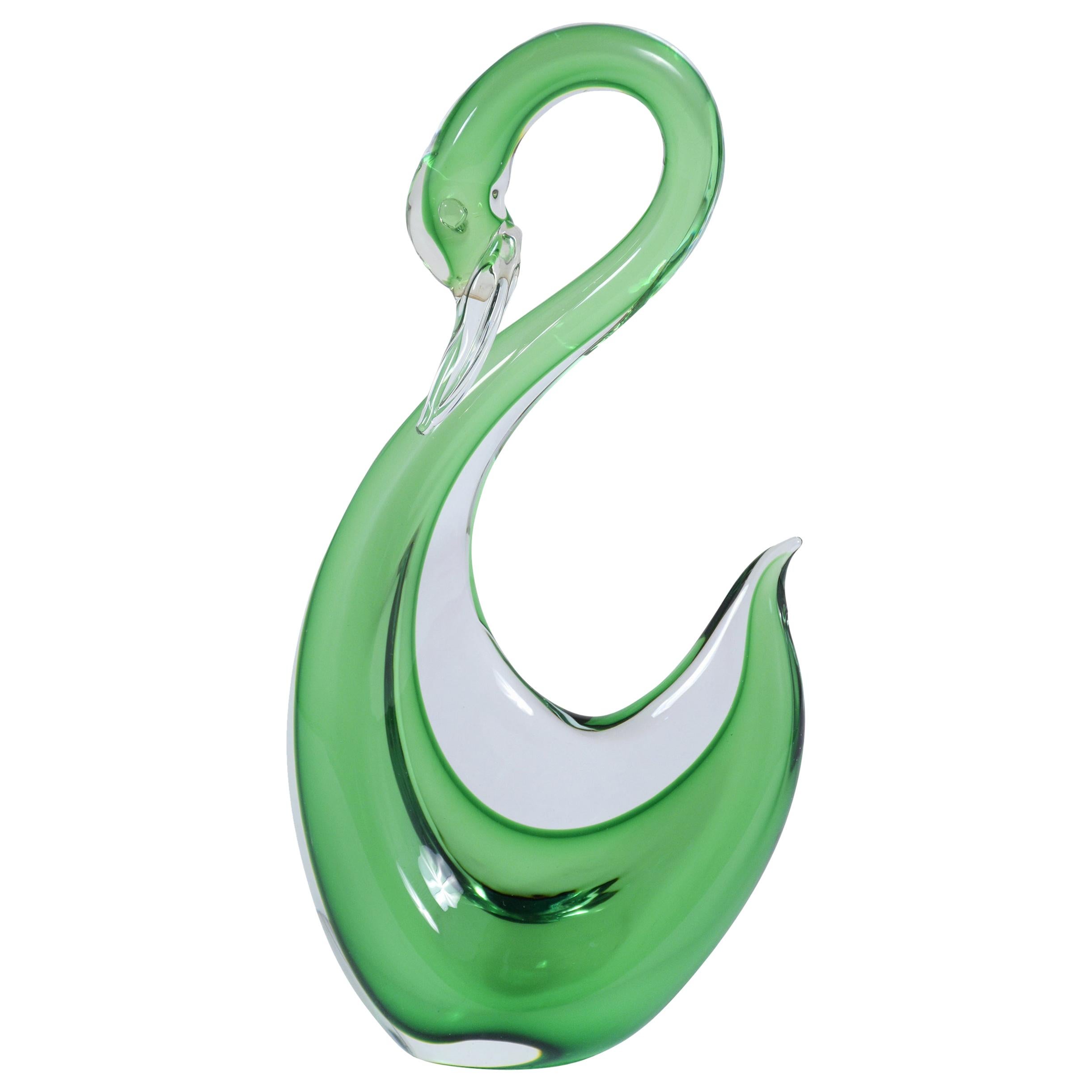 Italian Murano Glass Style Swan For Sale