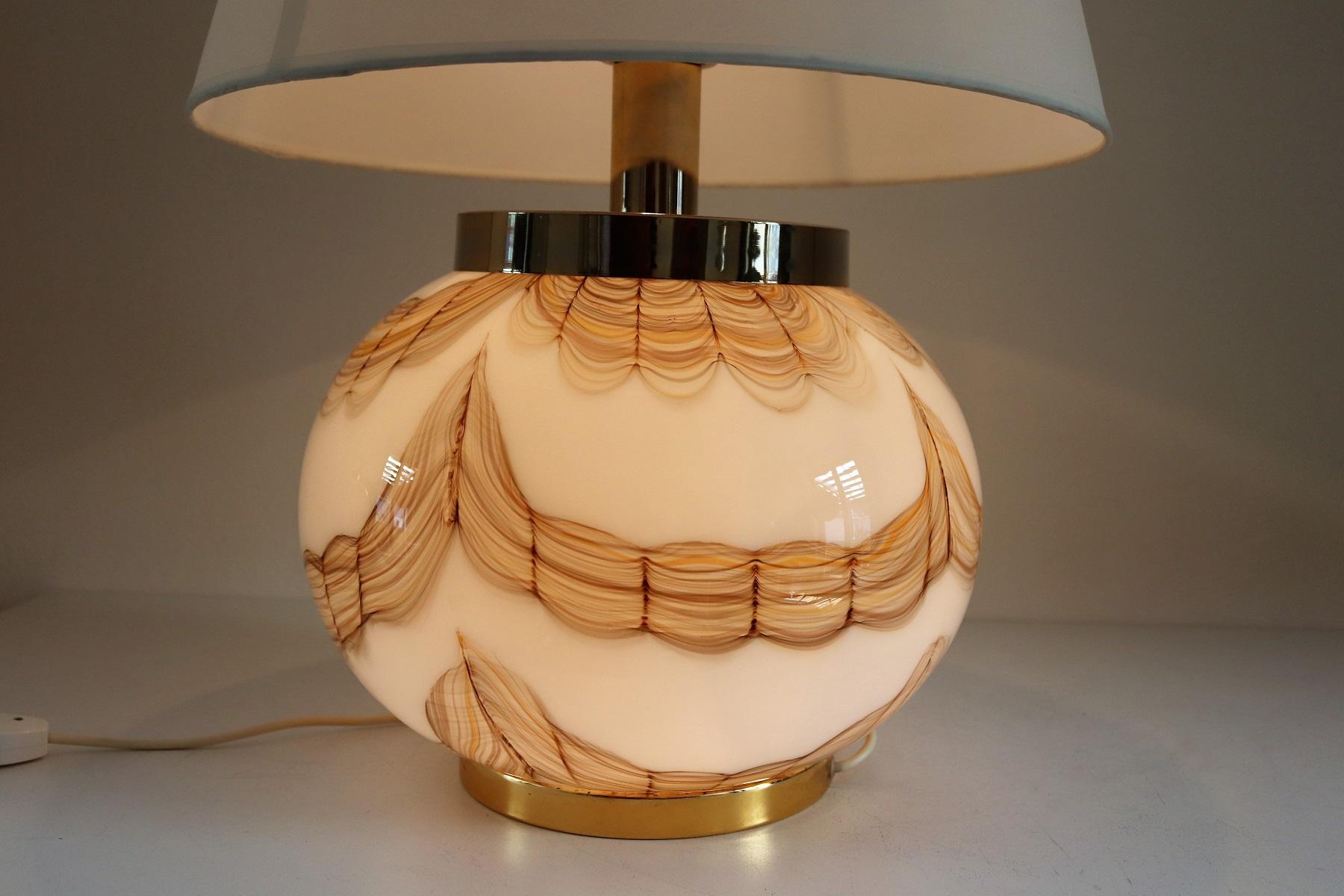 Metal Italian Murano Glass Table Lamp, 1970s For Sale