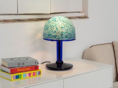 Gae Aulenti para Vistosi Lámpara de sobremesa de cristal de Murano, "Neverrino" Azul Verde Murano