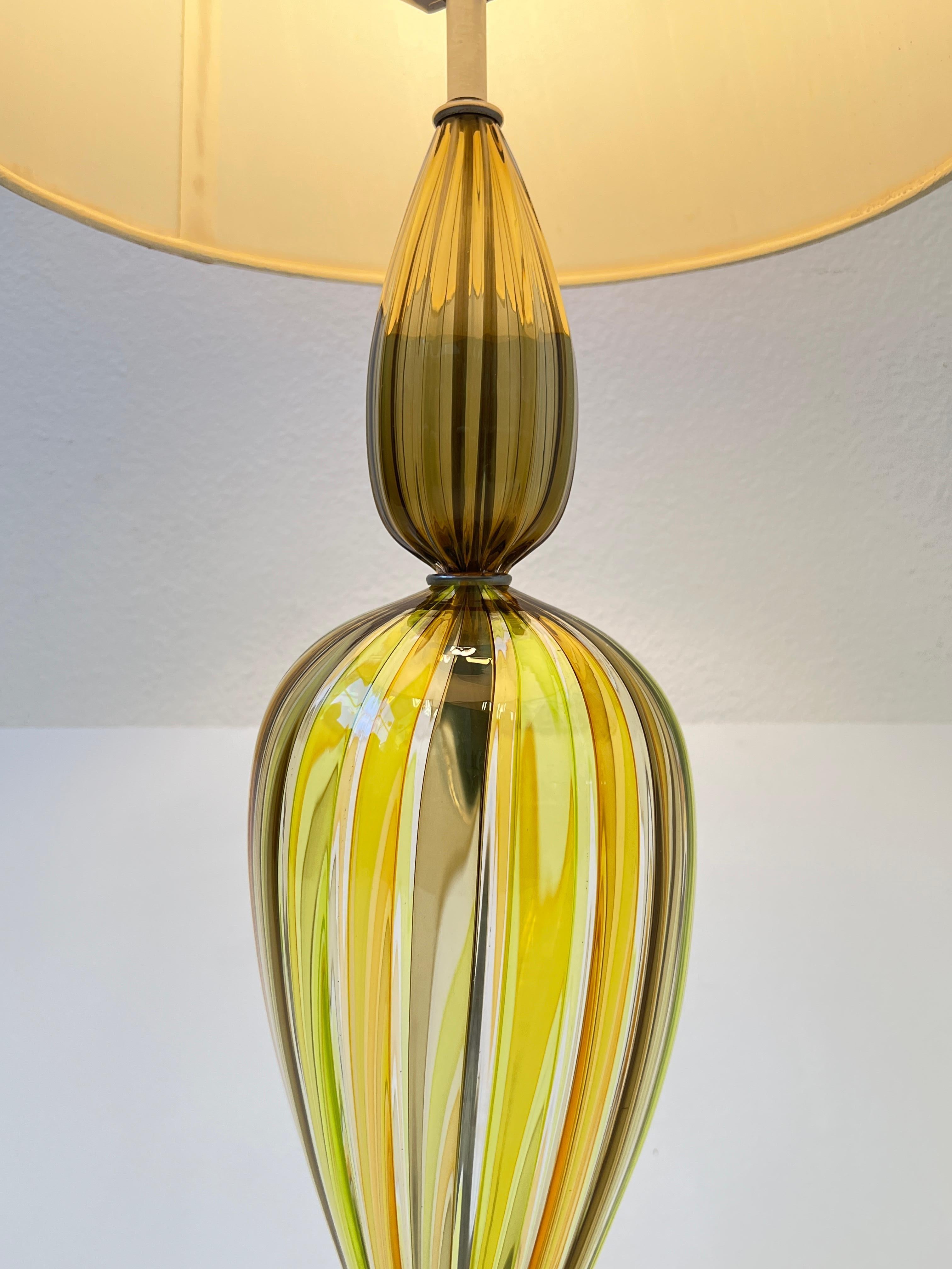 Silk Italian Murano Glass Table Lamp For Sale