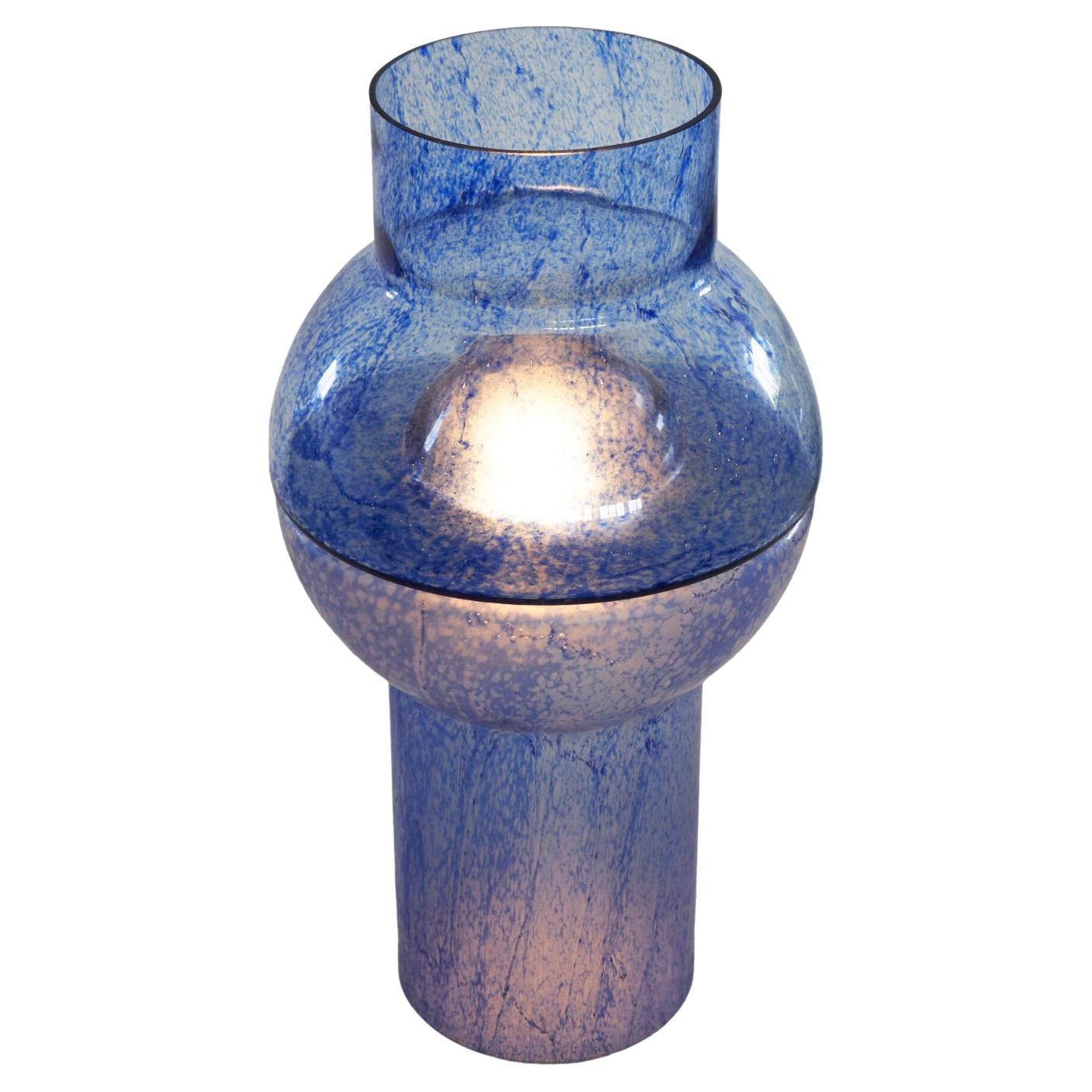 Venetian Murano 'Pulegoso' Glass Table Lamp in Blue 1970s