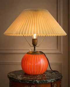 Italian Murano Glass Table Lamp with Pleated Shade, circa 1950