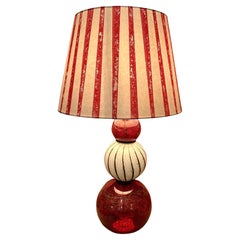 Mid-20th Century Italian Murano Glass Table Lamp with Ruby and Mottled Spheres Mid-20th Century Italian Murano Glass Table Lamp with Ruby and Mottled Spheres