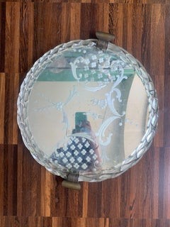 Italian Murano Glass Tray with Mercury Mirror and Acid Worked from the, 1930s