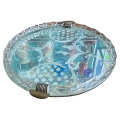 Italian Murano Glass Tray with Mercury Mirror and Acid Worked from the, 1930s