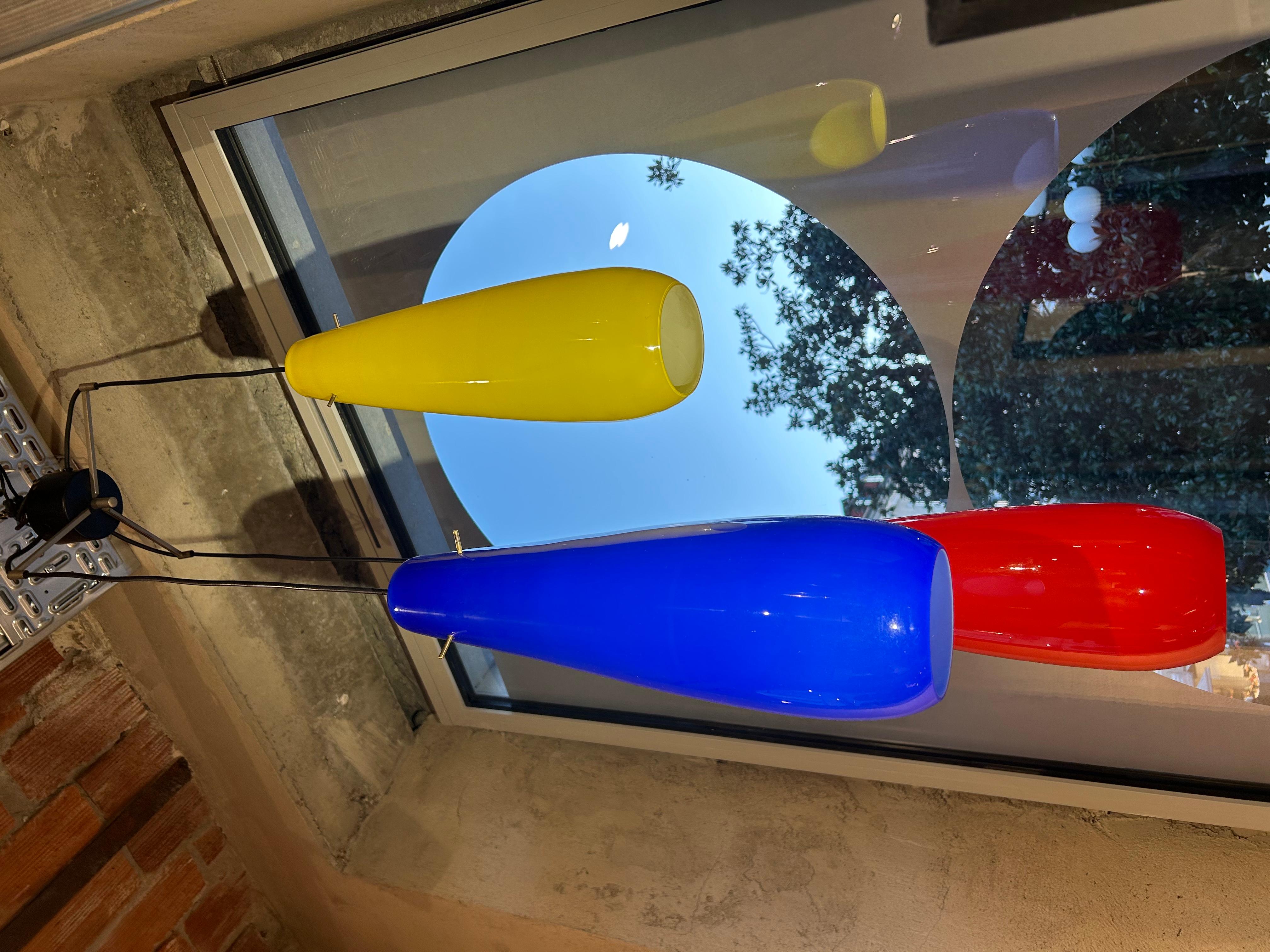 Italian Murano glass trio ceiling lamp by vistosi In Good Condition For Sale In PAU, FR