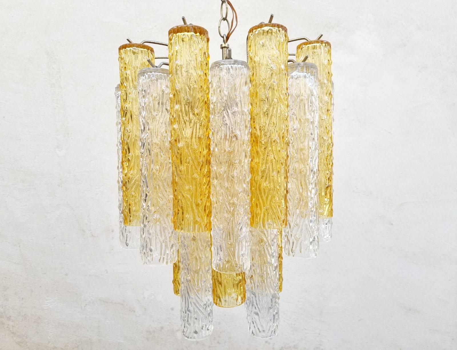 Lustre Tronchi italien en verre de Murano par Toni Zuccheri pour Venini, Italie, années 60 Bon état - En vente à Lucija, SI