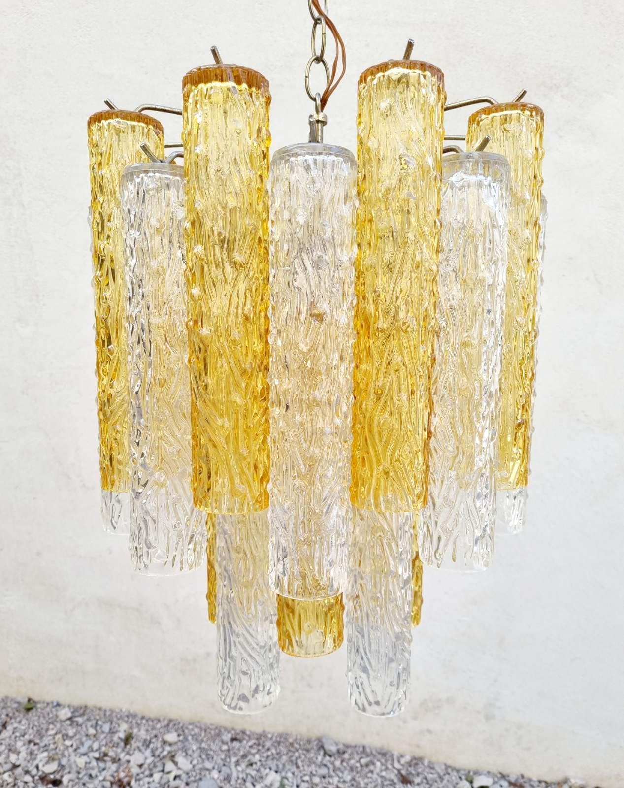 Verre de Murano Lustre Tronchi italien en verre de Murano par Toni Zuccheri pour Venini, Italie, années 60 en vente