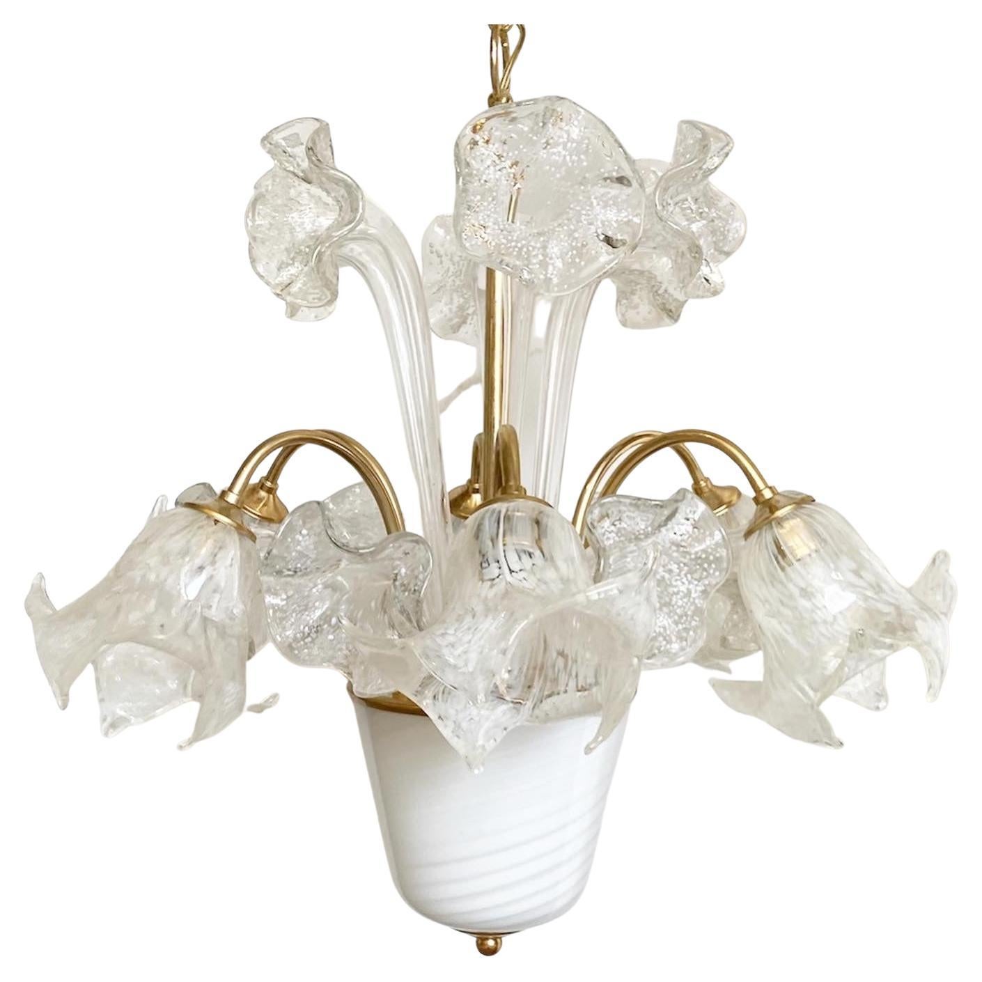 Italian Murano Glass Daffodil Chandelier For Sale at 1stDibs