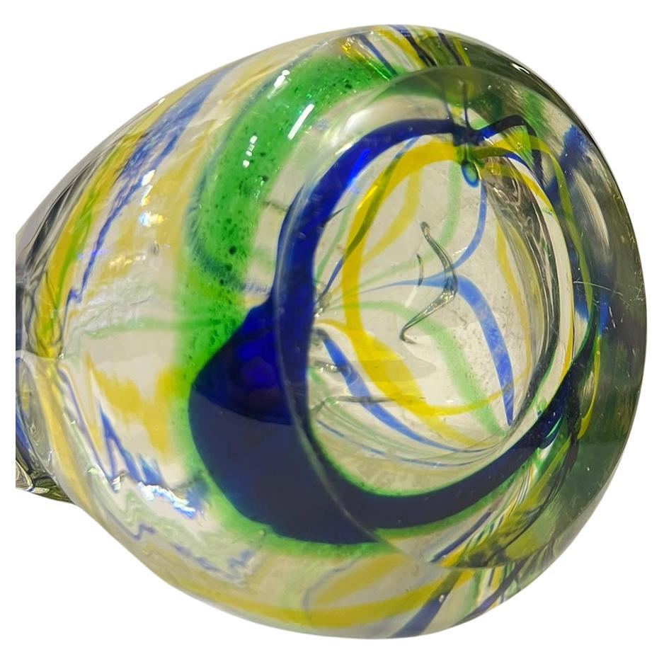 Vaso in vetro di Murano 1970, prodotto in Italia, buone condizioni originali.