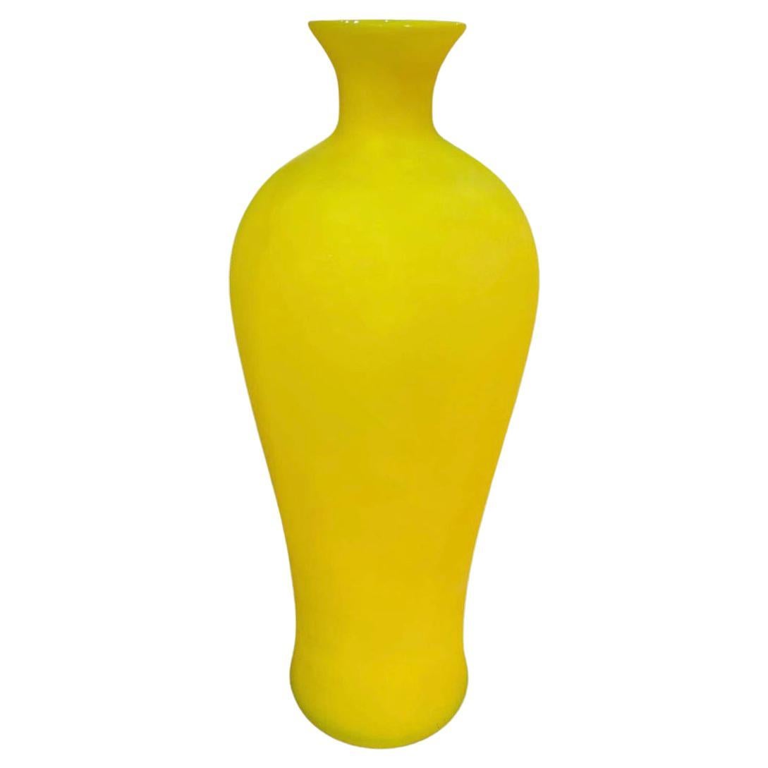 Yellow Satin Vase by Cenedese, circa 1970 For Sale