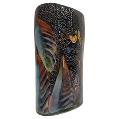 Italian Murano glass vase, Centerpiece , black and colored Millefiori