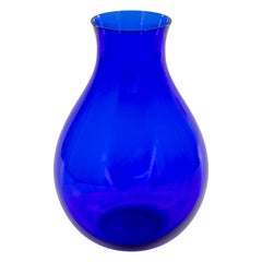 Italian Murano Glass Vase, Cobalt Blue, 1980s Giovanni Dalla Fina