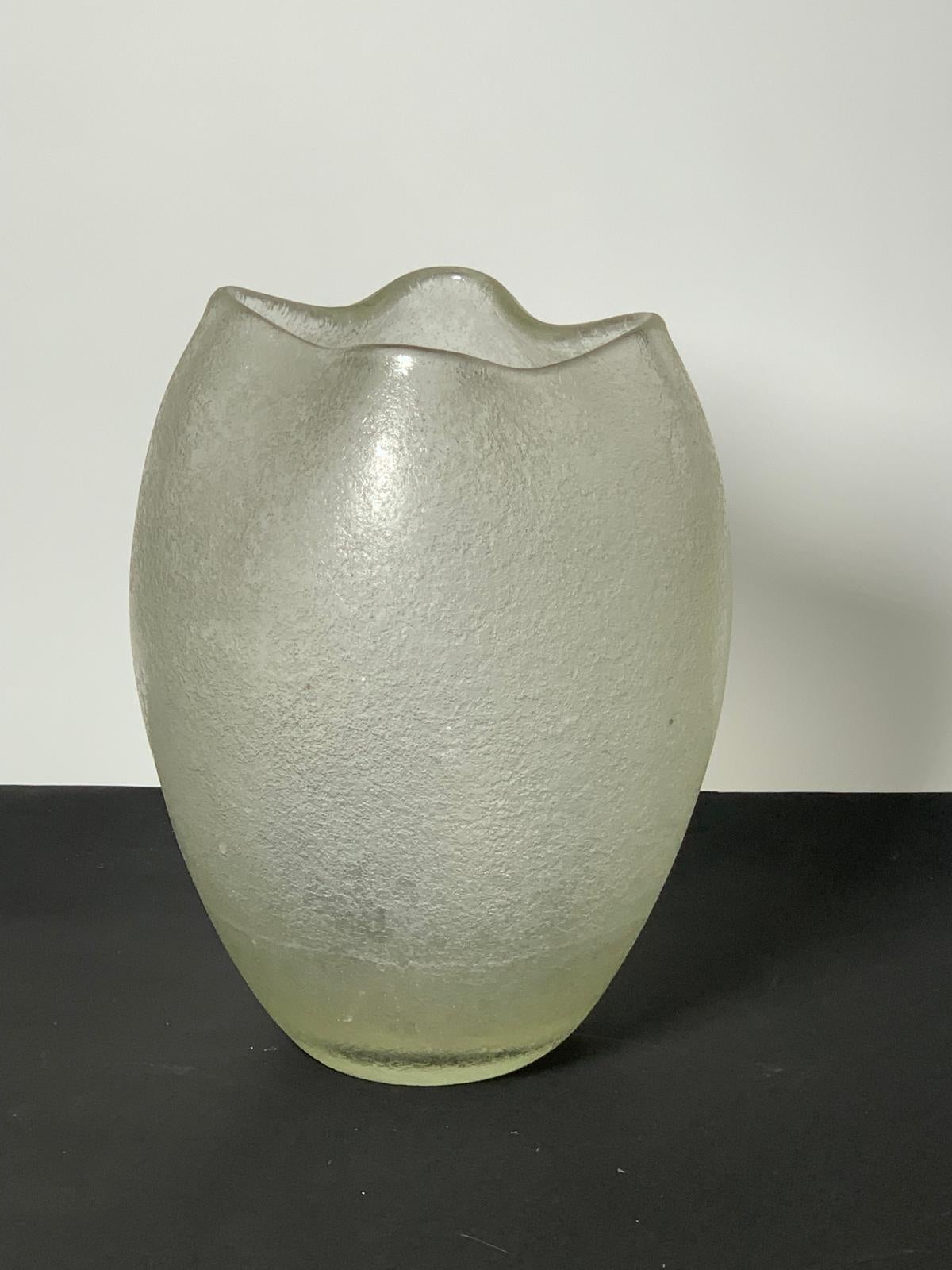 Mid-Century Modern Italian Murano Glass Vase Corrosi Series by Flavio Poli for Seguso Vetri d'Arte For Sale