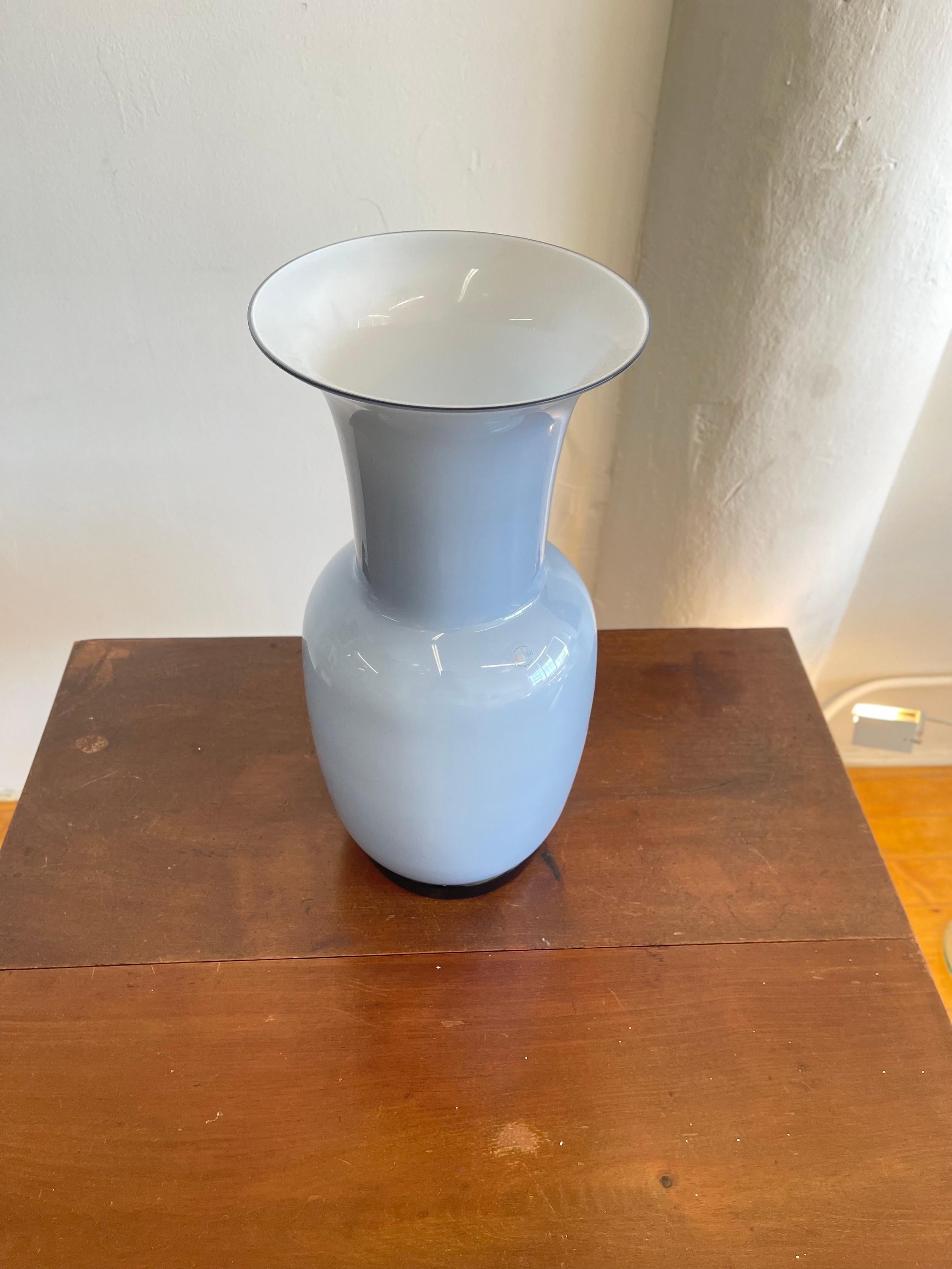 Venini Italian Murano Glass Vase Design Opalini Limited Edition Extra Large Size For Sale 6