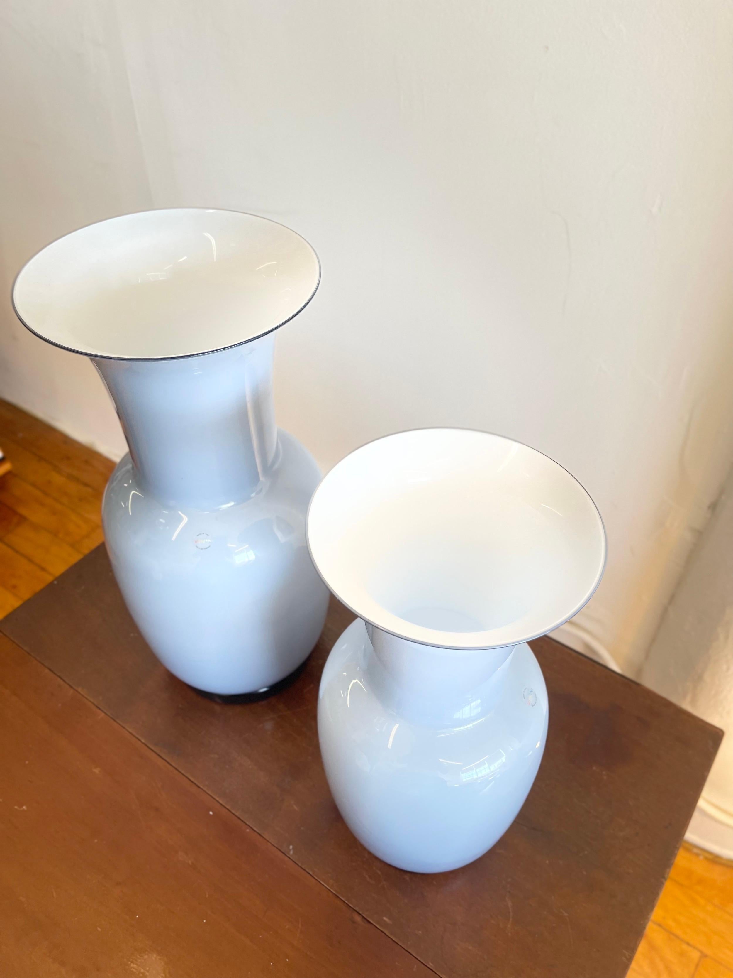 Art Glass Venini Italian Murano Glass Vase Design Opalini Limited Edition Extra Large Size For Sale