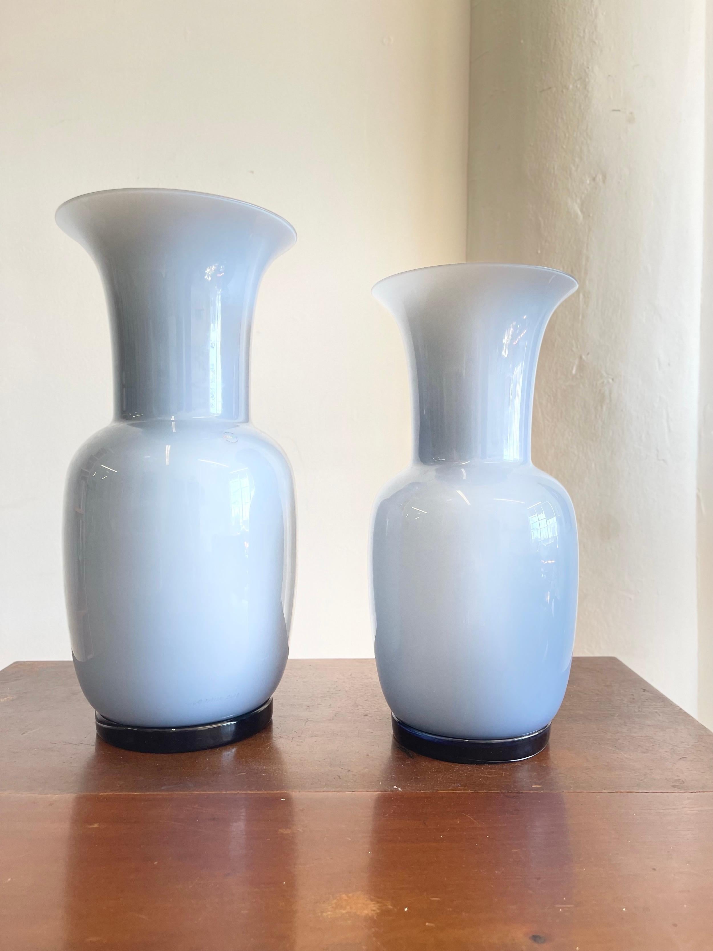 Contemporary Venini Italian Murano Glass Vase Design Opalini Limited Edition Large Size For Sale