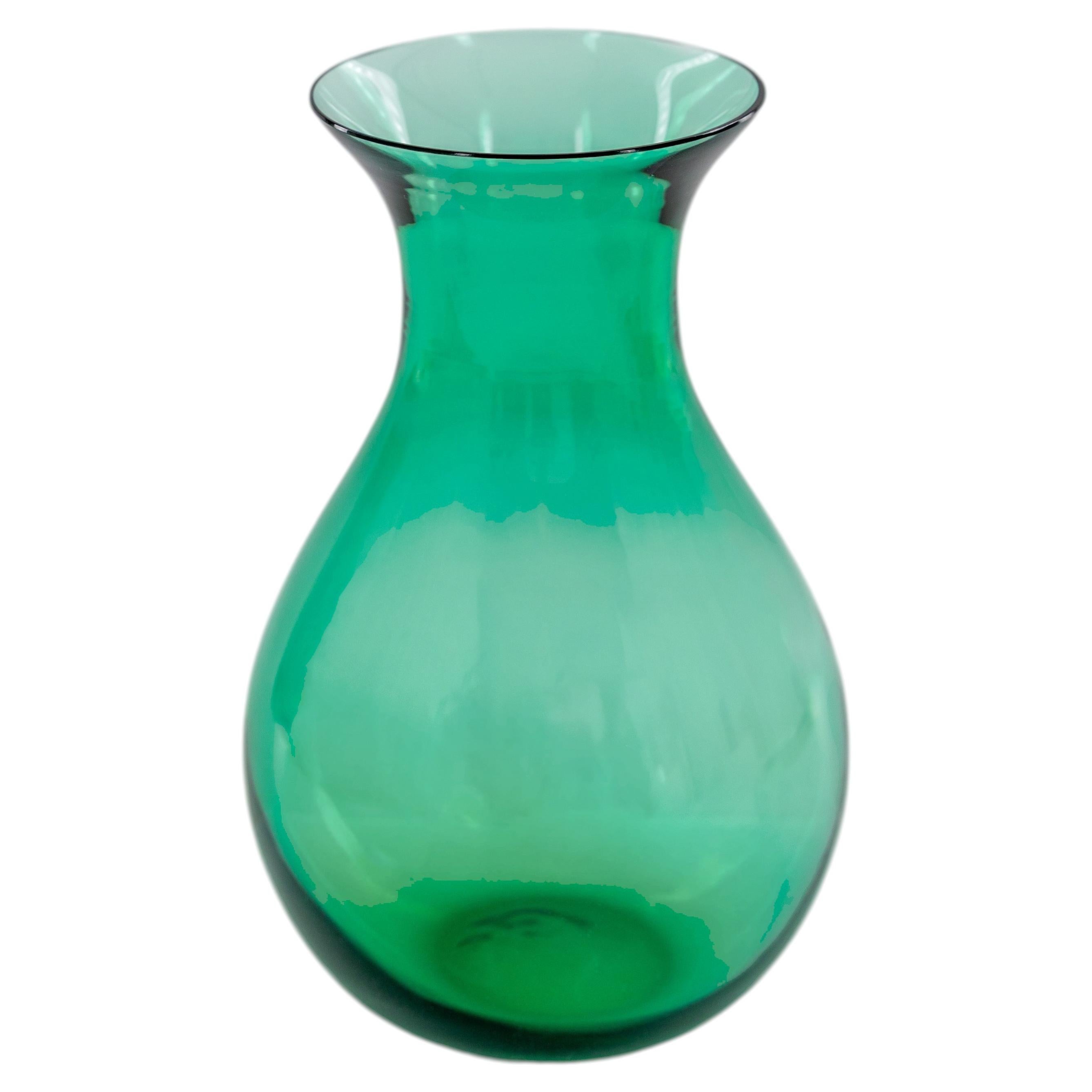 Italian Murano Glass Vase, Emerald Green Baluster Form, 1980s For Sale