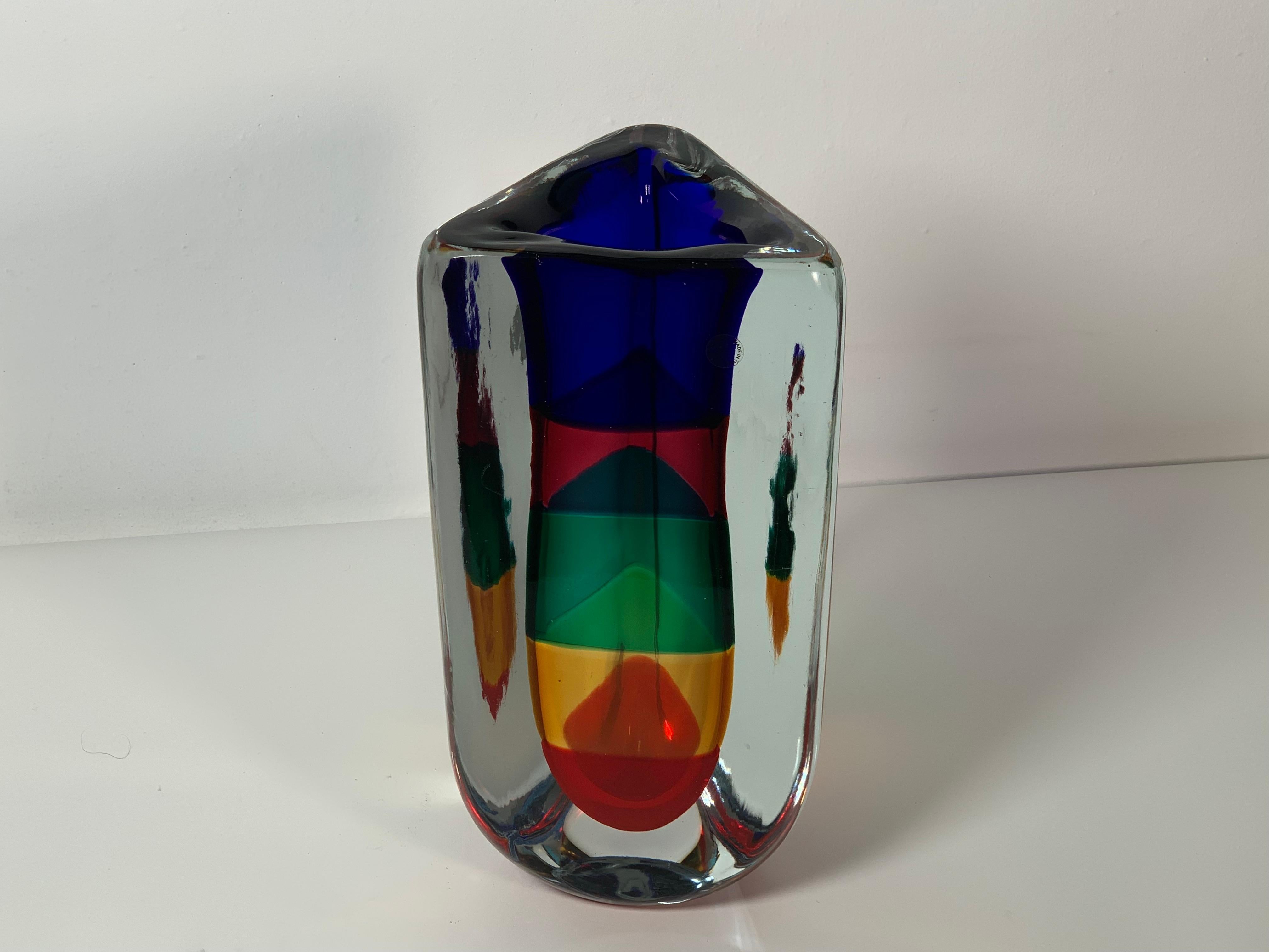 Fasce Sommerse vase designed by Fulvio Bianconi and produced by Venini in 1994. Signed.

Biography:
Fulvio Bianconi settled in Milan and collaborated throughout his life with the Milanese publishing houses Mondadori, Bompiani and Garzanti as a