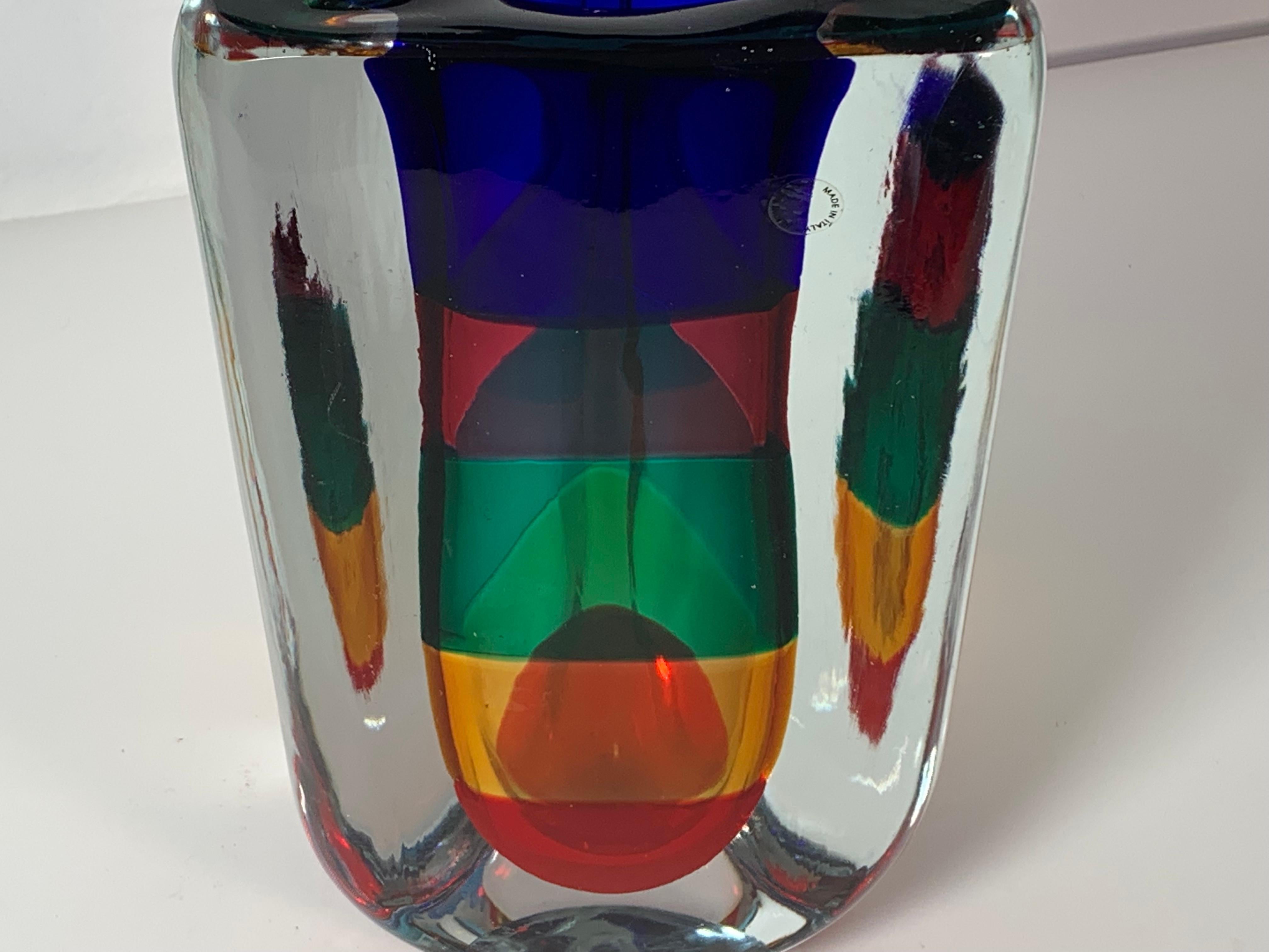 Modern Italian Murano Glass Vase Fasce Sommerse Model by Fulvio Bianconi for Venini