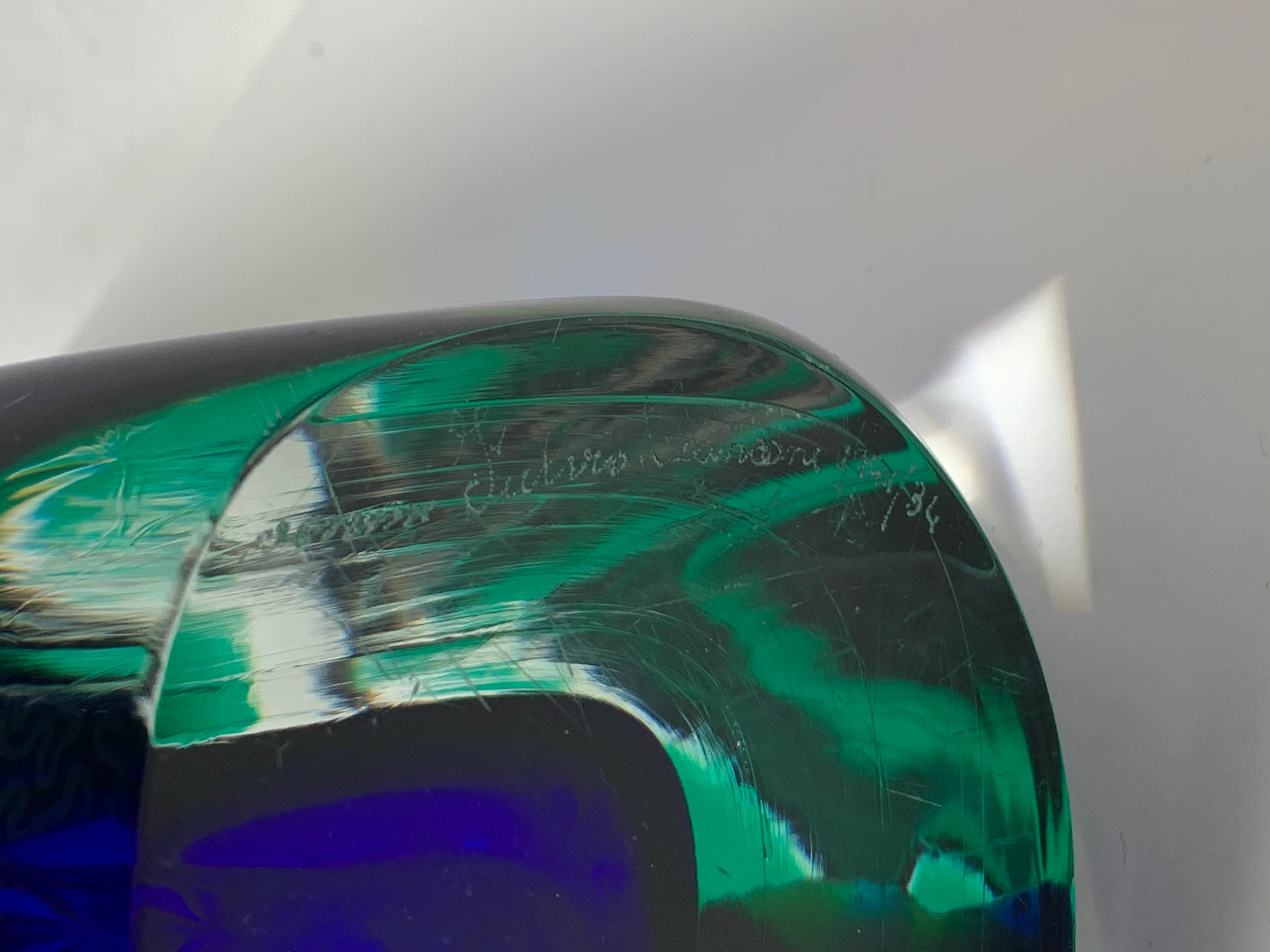Italiano Vaso italiano in vetro di Murano Modello Fasce Sommerse di Fulvio Bianconi per Venini