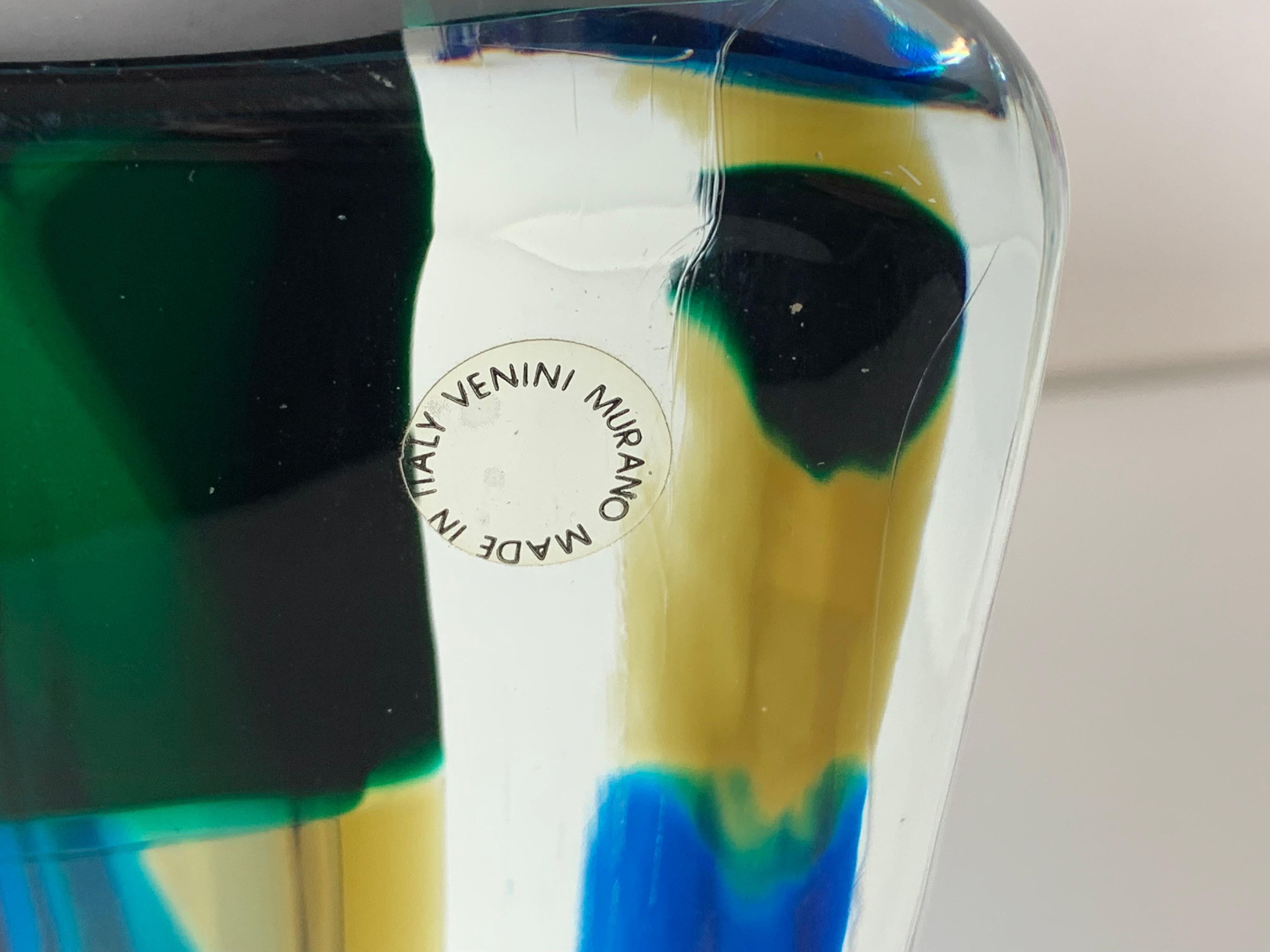 Fine XX secolo Vaso italiano in vetro di Murano Modello Fasce Sommerse di Fulvio Bianconi per Venini