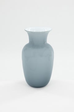 Italian Murano Glass Vase, Gray Postmodern Flared Vessel, Giovanni Dalla Fina