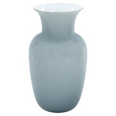 Italian Murano Glass Vase, Gray Postmodern Flared Vessel, Giovanni Dalla Fina