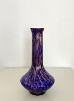 Italian Murano Glass Vase in Cobalt Blue with Copper Flecks, 1960s