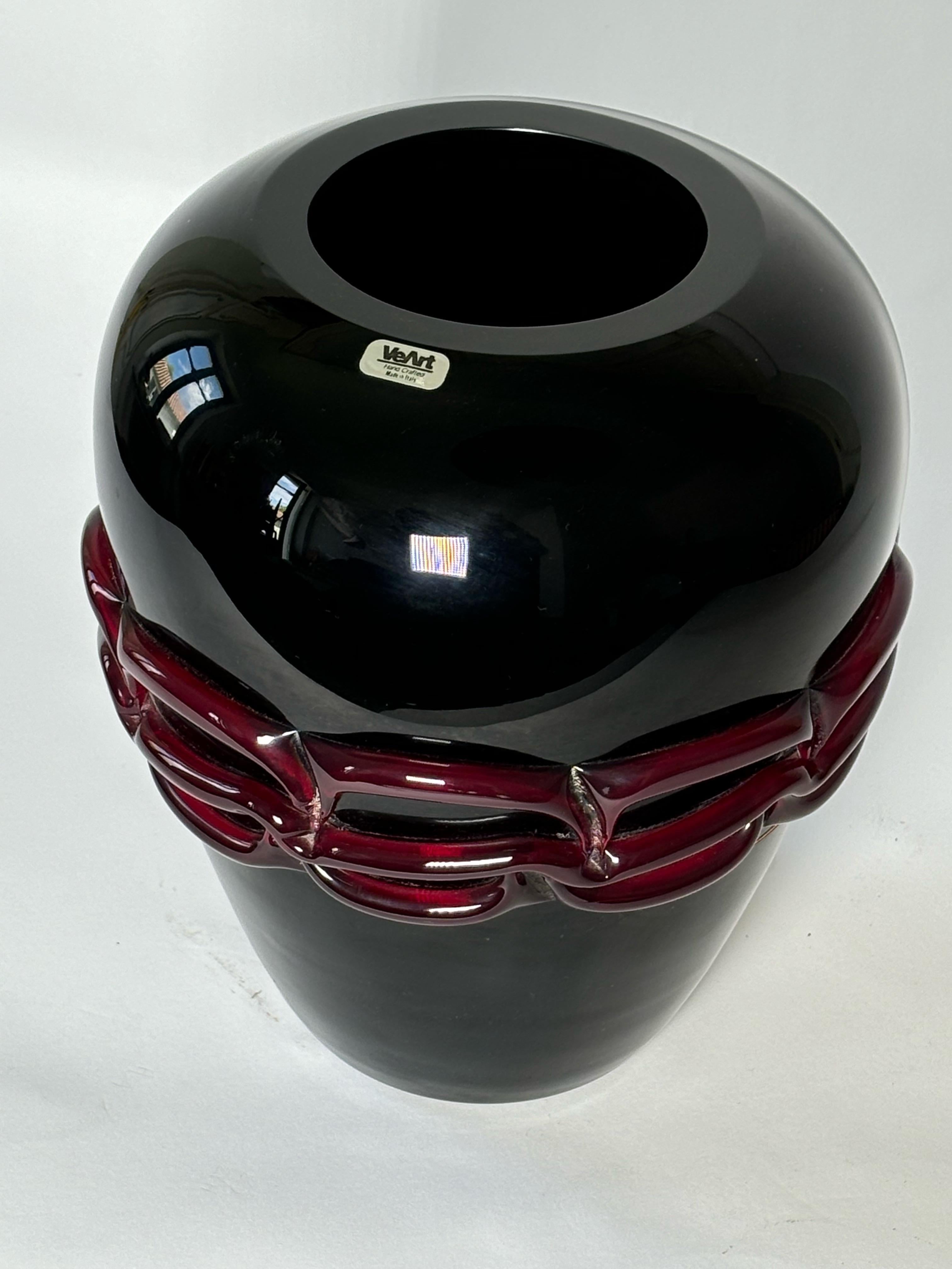 Late 20th Century Italian Murano Glass Vase Intreccio Model by Toni Zuccheri for VeArt