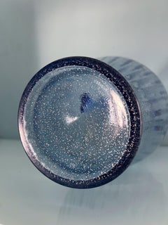 Italian Murano Glass Vase, Mid-Century Modern Style, Blue Aventurine, 1970s