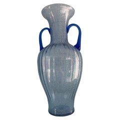 Italian Murano Glass Vase, Mid-Century Modern Style, Blue Aventurine, 1970s