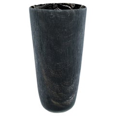 Italian Murano Glass Vase, Molato & Brown Black Filigrana, 1990s — Dalla Fina