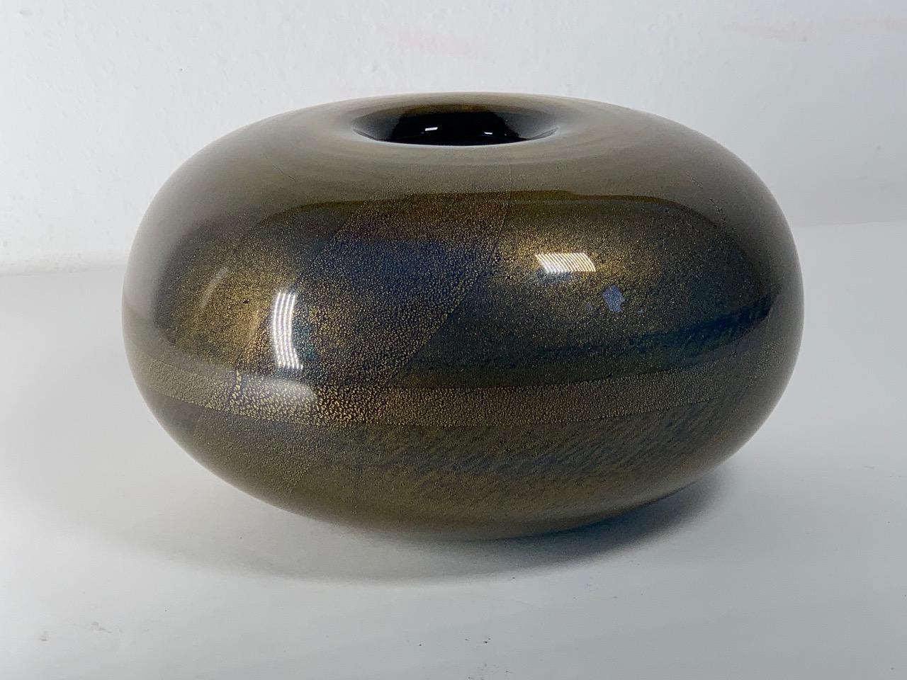Modern Italian Murano Glass Vase Sommersi Oro Model by Laura de Santillana for Venini