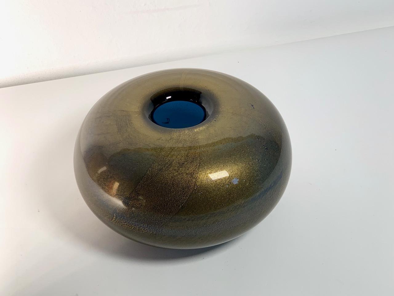 Vase italien en verre de Murano Sommersi Oro Modèle de Laura de Santillana pour Venini 1