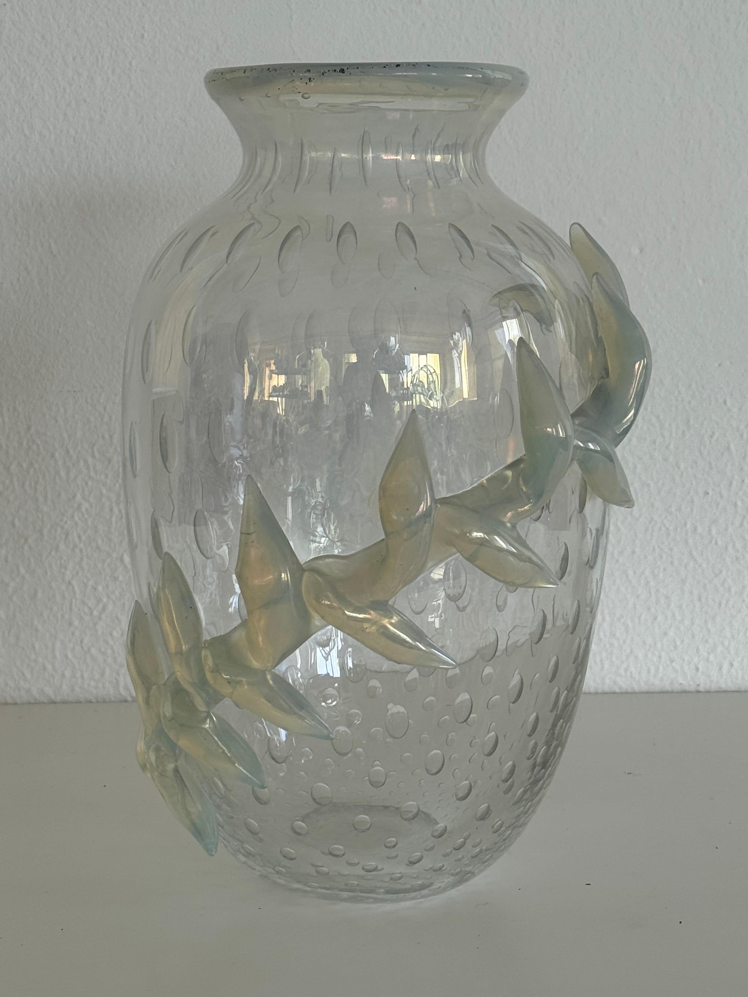 Vaso in vetro di Murano con bolle d'aria e ghirlanda di vetro in vendita 6