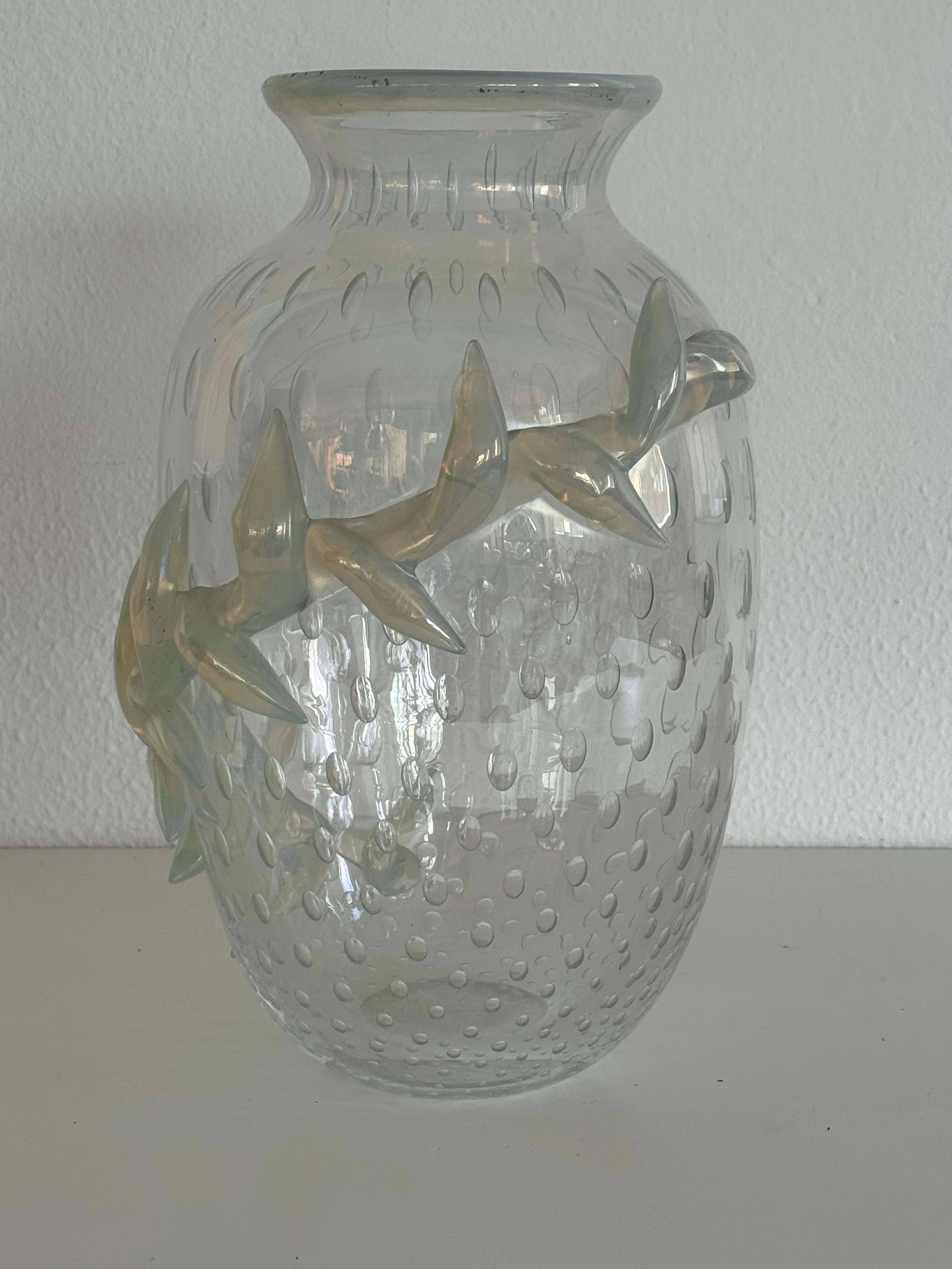 Vaso in vetro di Murano con bolle d'aria e ghirlanda di vetro in vendita 7