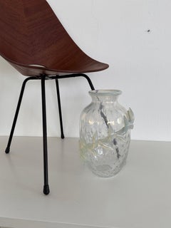 Italian Murano Glass Vase with Air Bubbles and Glass Garland